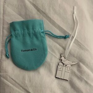 Tiffany & Co. Tiffany Blue Pouch with Silver-tone Gift Tag Ornament